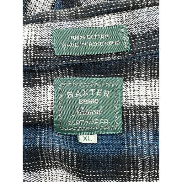 BAXTER Indigo Denim Button-up Shirt in navy black & light gray plaid (Mens: XL) - Picture 10 of 10